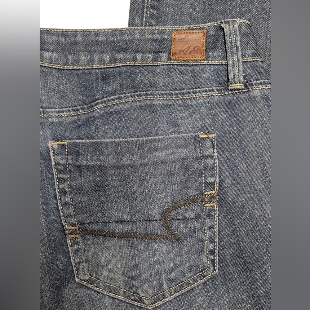 Y2K American Eagle Women Dark Wash Denim True Boot Size 16 Mid Rise Preowned - Picture 10 of 13